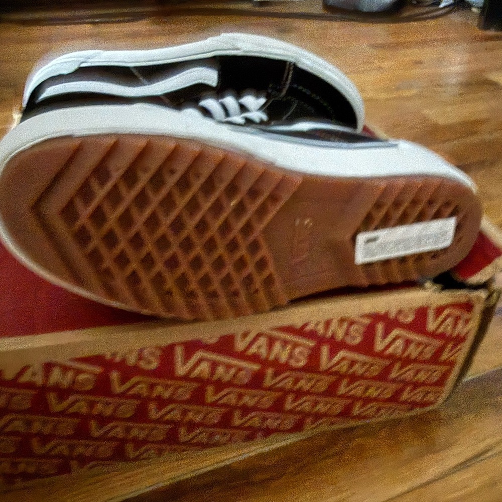 Vans Black and White High-Tops with Gum Sole - Picture 4 of 5